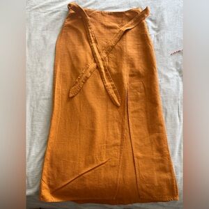 Urban Outfitters linen Rust Midi Skirt